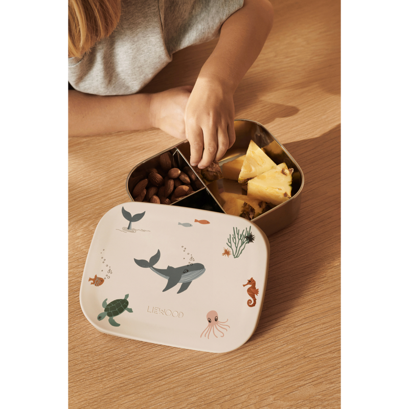 Liewood Arthur bedruckte Lunchbox - Sea creature / Sandy - Brotdose