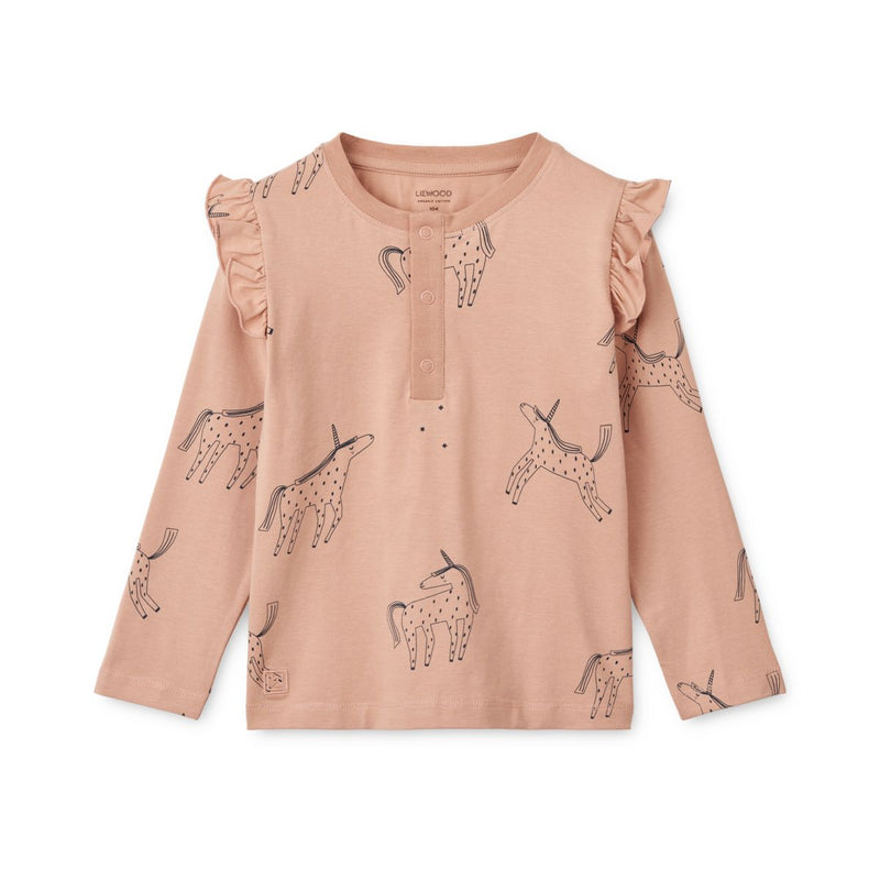 Liewood Wilhelm Bedrucktes Rüschen-Pyjama-Set - Unicorn / Pale tuscany - Pyjama-Set