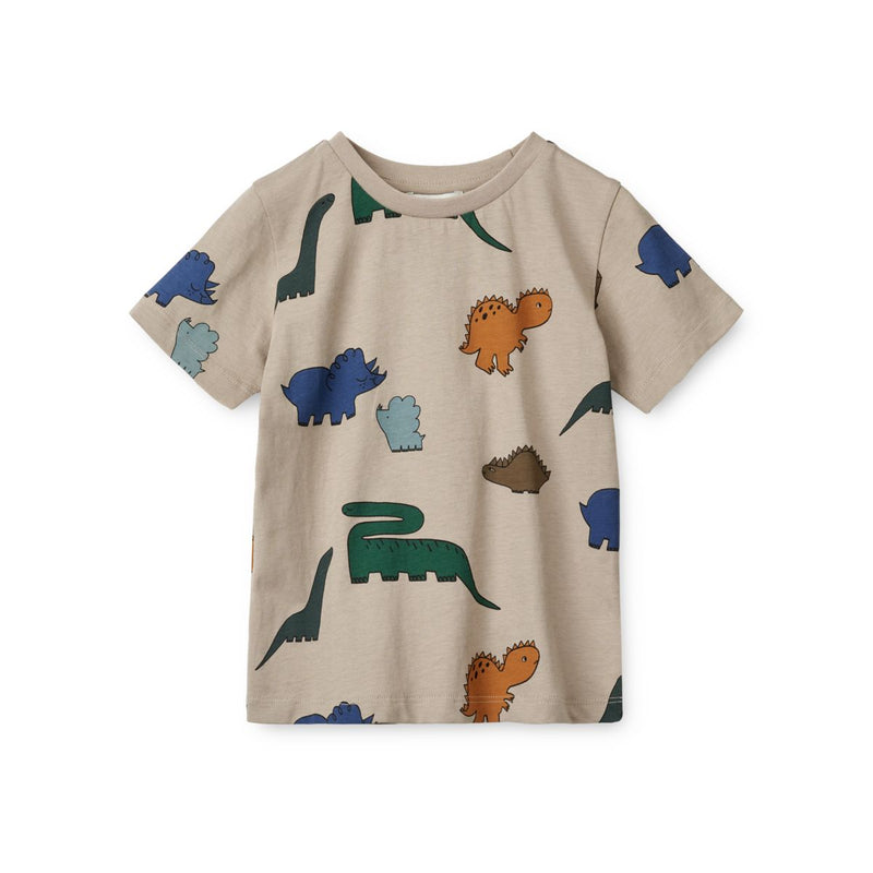 Liewood Apia Bedrucktes Kurzarm T-Shirt  - Dinosaurs / Mist - T-shirt