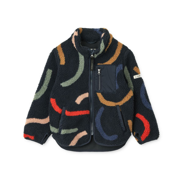 Liewood Nolan Fleecejacke - Graphic swirls / Classic navy - Jacke