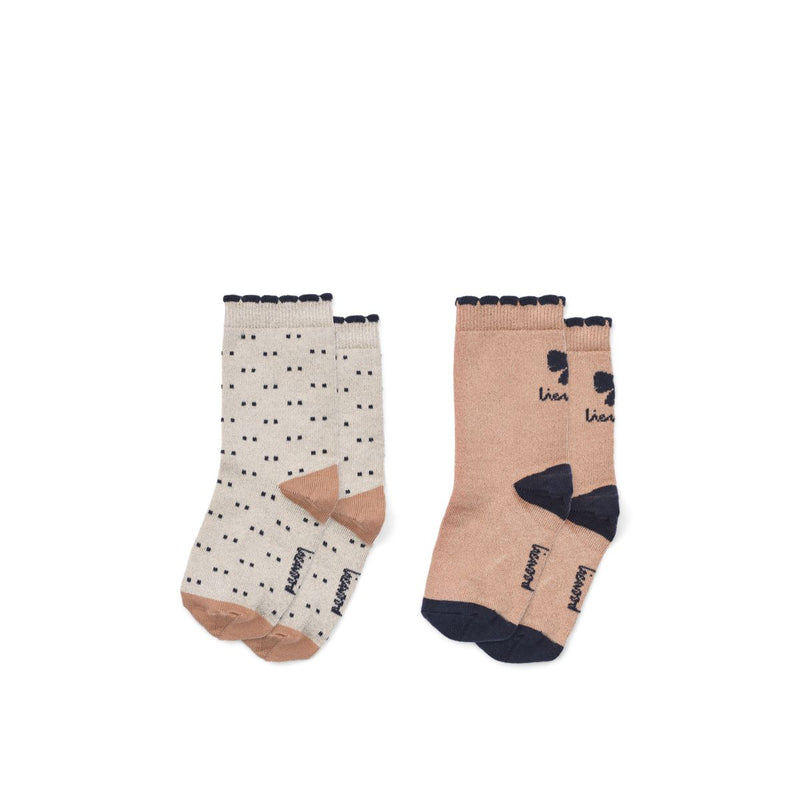 Liewood Azenore Socken 2er-Pack - Bow Tuscany rose / Double dots mix - Socken/Strümpfe