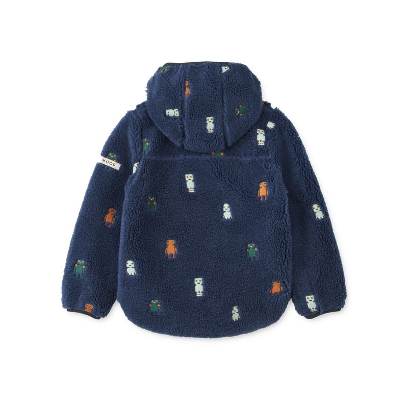 Liewood Mara Fleecejacke mit Kapuze - Robots / Indigo blue - Jacke