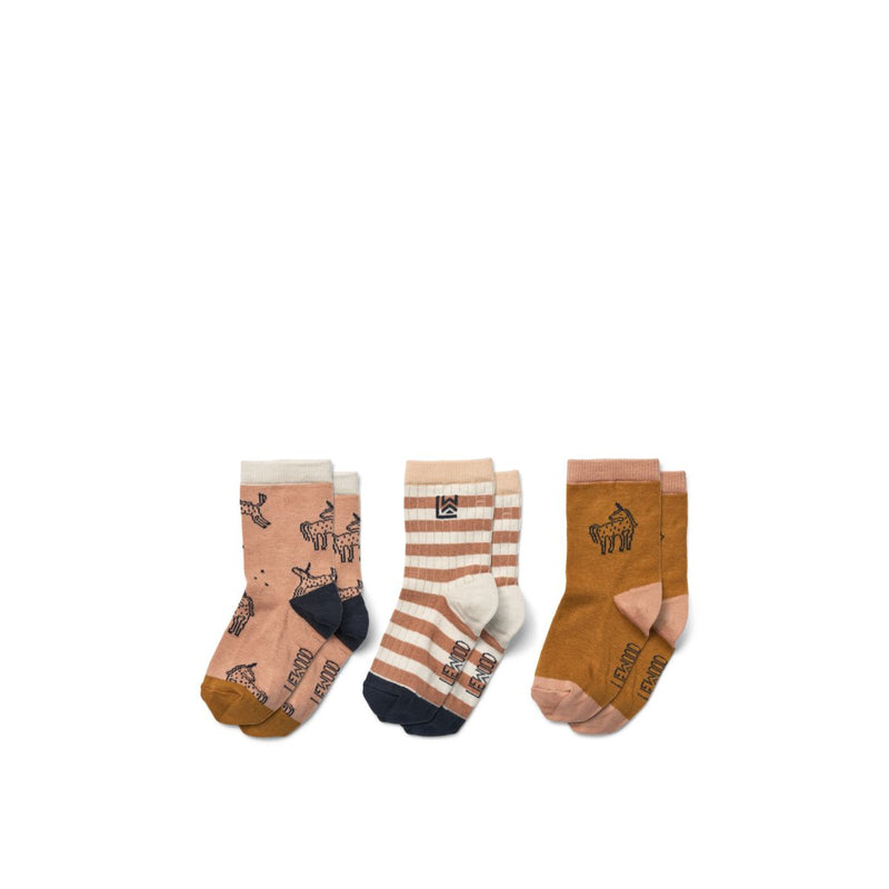 Liewood Silas Baumwoll Socken 3er Pack - Unicorn / Pale tuscany mix - Socken/Strümpfe