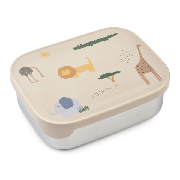 Liewood Arthur bedruckte Lunchbox - Safari sandy mix - Brotdose