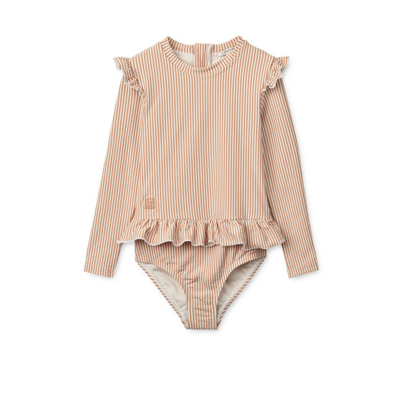 Liewood SILLE Seersucker-Baby-Badeanzug - Y/D stripe Pale tuscany / Creme de la creme - Badeanzug