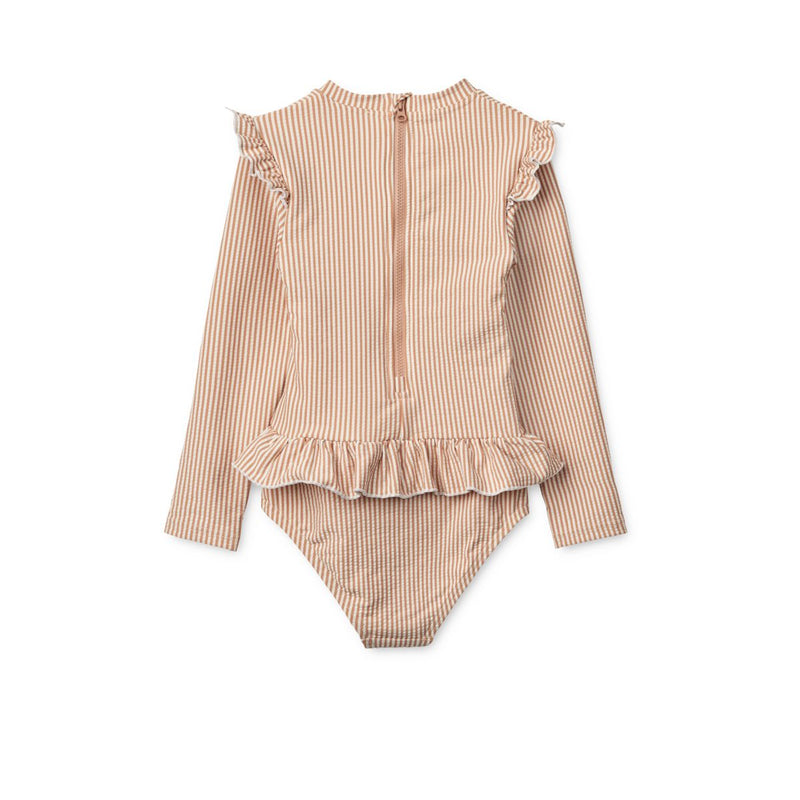 Liewood SILLE Seersucker-Baby-Badeanzug - Y/D stripe Pale tuscany / Creme de la creme - Badeanzug