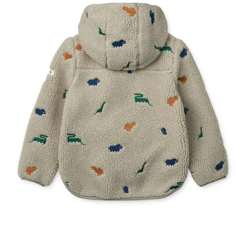 Liewood Mara Fleecejacke mit Kapuze - Dinosaur / Mist embroidery - Jacke