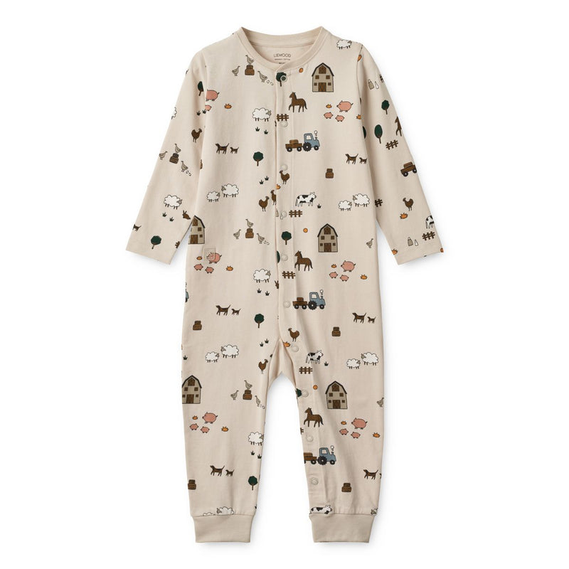 Liewood Birk Pyjama-Jumpsuit - Farm / Sandy - Pyjama-Jumpsuit