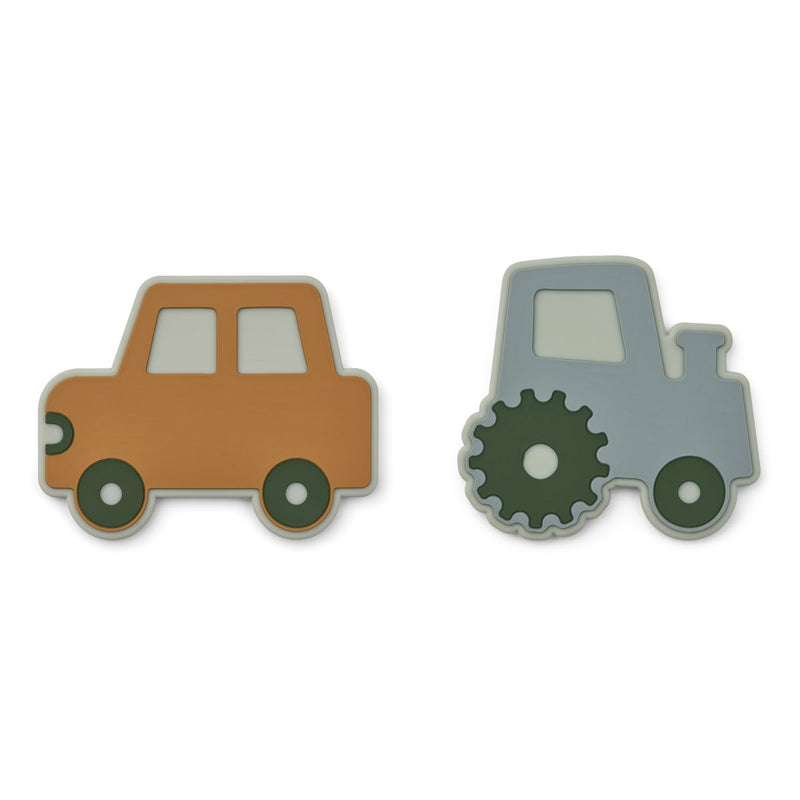 Liewood Gia Beißring 2er Pack - Vehicles / Blue fog multi mix - Motorisch