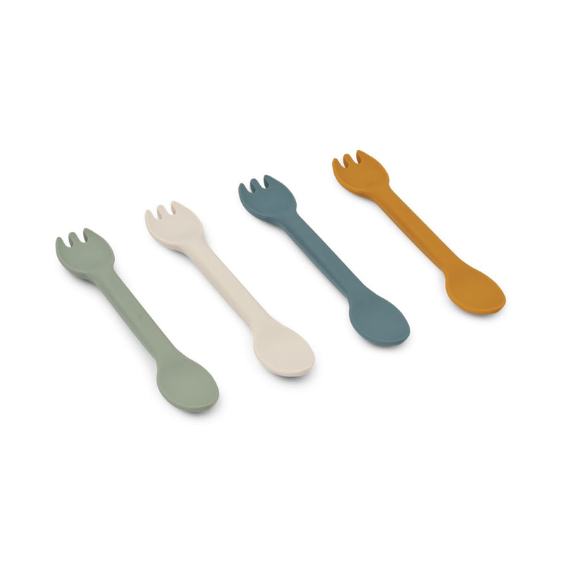 Liewood Jan Silikon Spork 4er-Pack - Faune green multi mix - Besteck