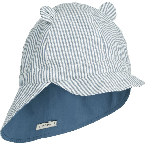 Liewood Gorm Sonnenhut aus Leinen - Y/D stripe: Blue wave/creme de la creme - Hut & Kappe