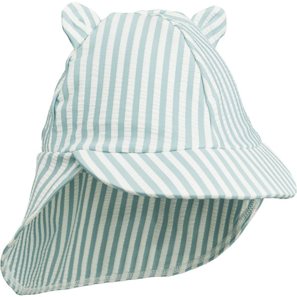 Liewood Senia Sonnenhut Seersucker - Y/D stripe: Sea blue/white - 