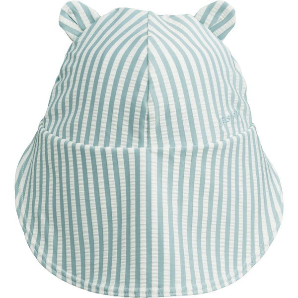 Liewood Senia Sonnenhut Seersucker - Y/D stripe: Sea blue/white - 