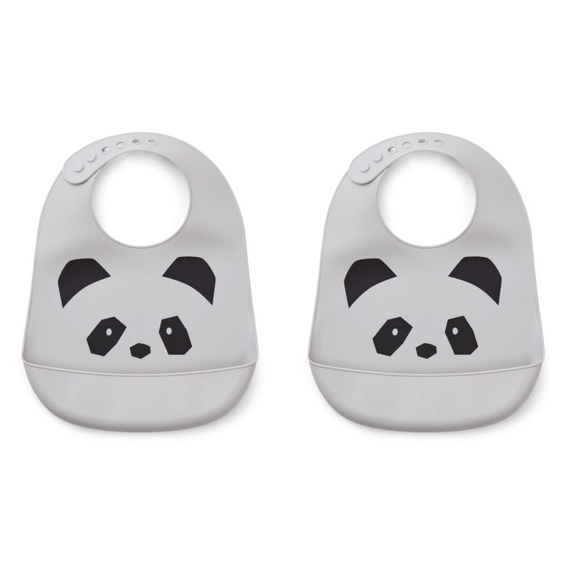 Liewood Tilda Silikon Lätzchen 2er Pack - Panda dumbo grey - Lätzchen