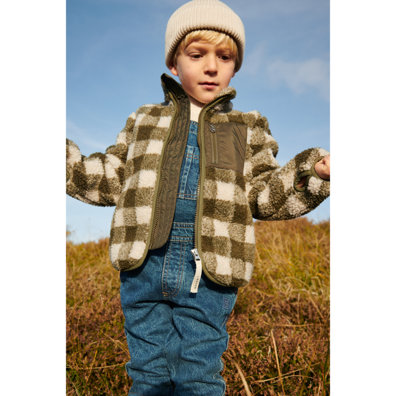 Liewood Nolan Fleecejacke - Check Army brown / Dark sandy - Jacke